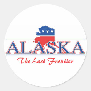 Pegatinas patrióticos blancos y azules de Alaska