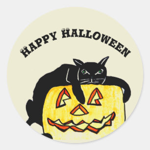 Pegatinas PEREZOSOS del CAT NEGRO de HALLOWEEN