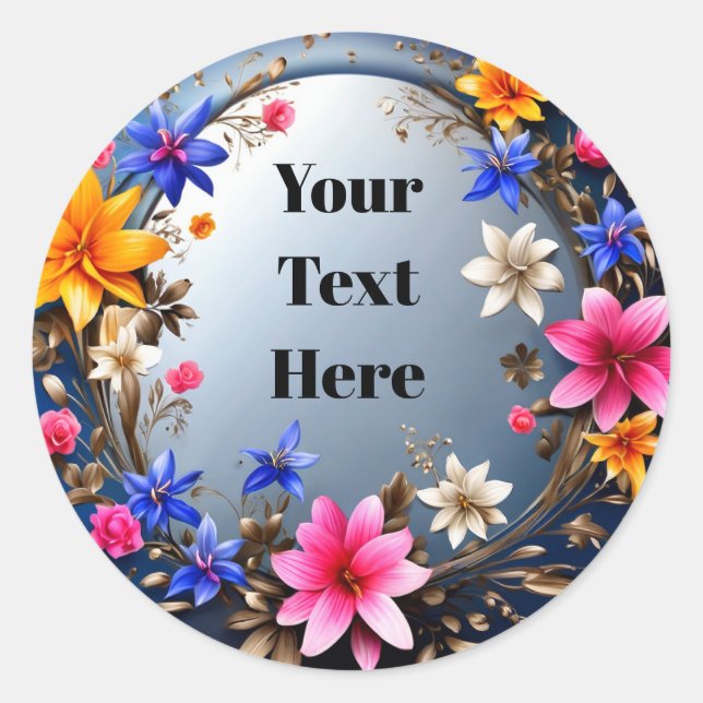 Pegatinas personalizables florales Fiestas/Bodas (Anverso)