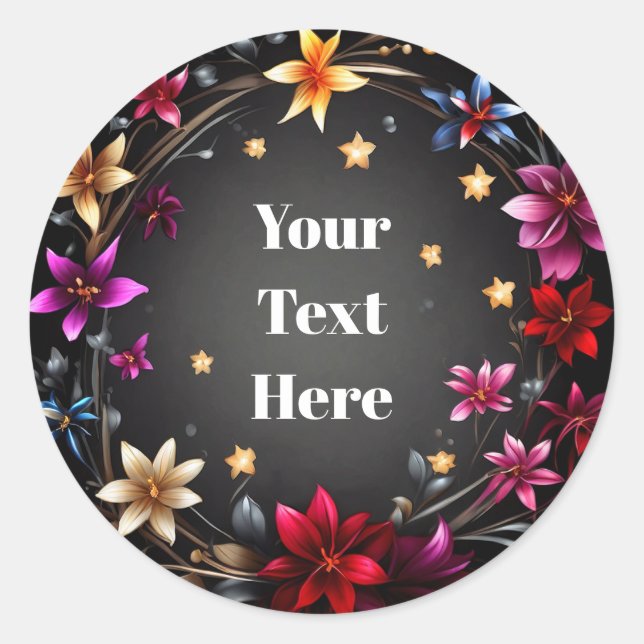 Pegatinas personalizables florales para fiestas/bo (Anverso)