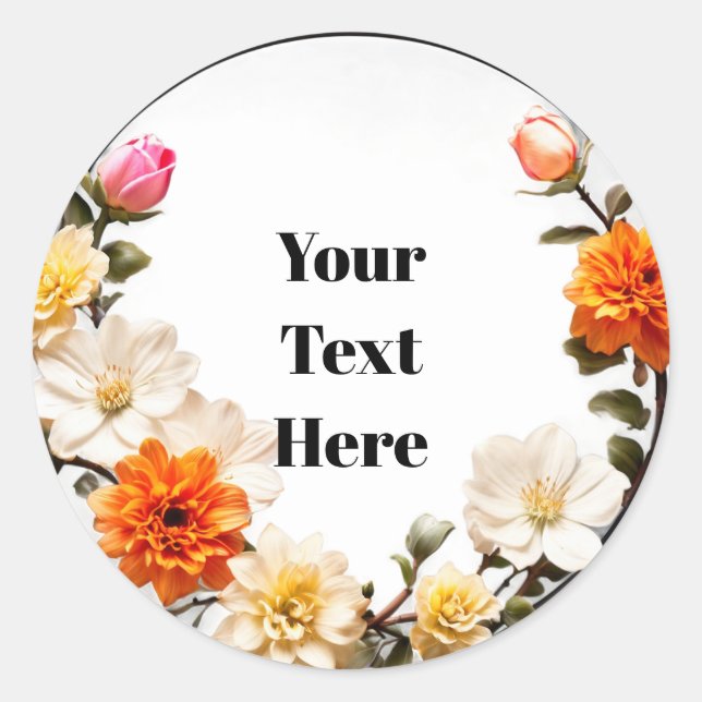 Pegatinas personalizables florales para fiestas/bo (Anverso)
