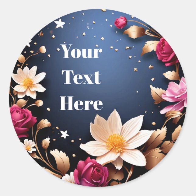 Pegatinas personalizables florales para fiestas/bo (Anverso)