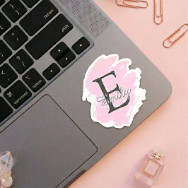 Pegatinas personalizadas con monograma de rosa pol