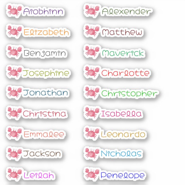 Pegatinas personalizadas con varios nombres para e (Anverso)