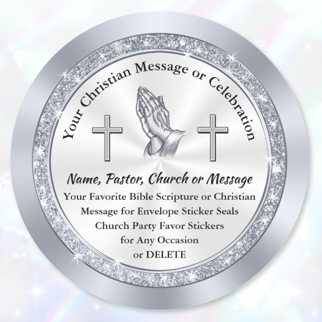 Pegatinas personalizadas cristianas o de iglesia,  (Christian Stickers for Envelopes, Party Favors or Church Stickers for Decorations. Envelope Stickers)