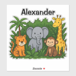 Pegatinas personalizadas de animales de la selva –