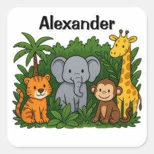 Pegatinas personalizadas de animales de la selva p