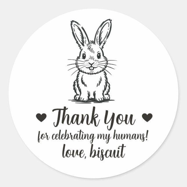 Pegatinas personalizadas de conejo para recuerdos  (Anverso)