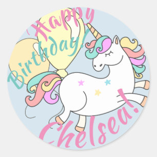 Pegatinas personalizadas de cumpleaños de Unicorni