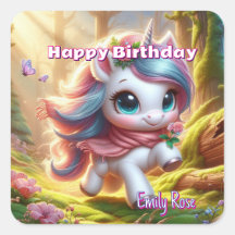 Pegatinas personalizadas de cumpleaños de unicorni