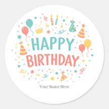 Pegatinas personalizadas de cumpleaños para fiesta