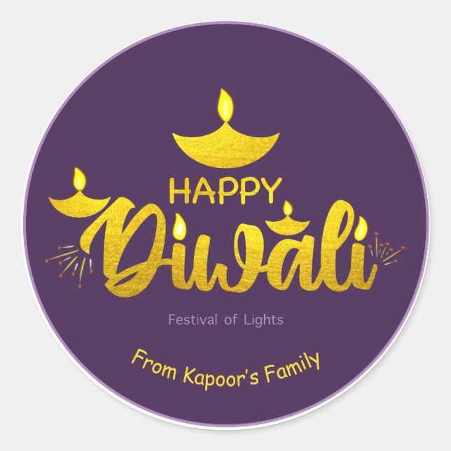 Pegatinas personalizadas de Diwali para regalos pa (Anverso)