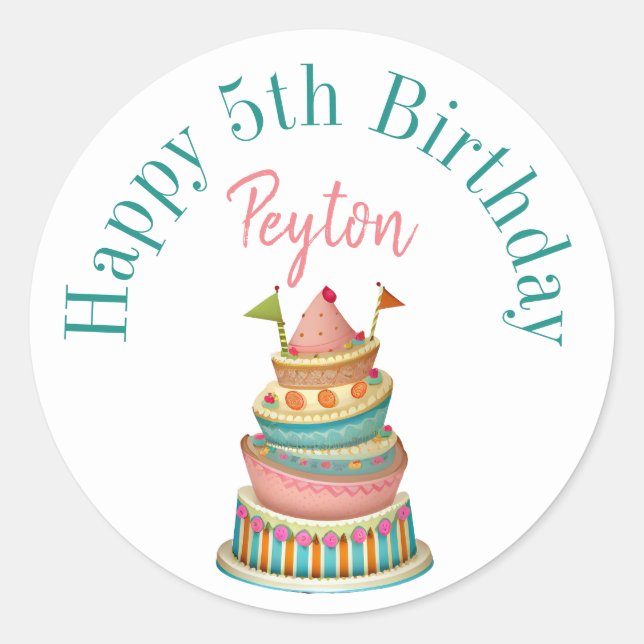 Pegatinas personalizadas de feliz cumpleaños (Anverso)