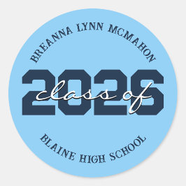 Pegatinas personalizadas de graduación azul bebé y