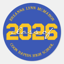 Pegatinas personalizadas de graduación azules y do