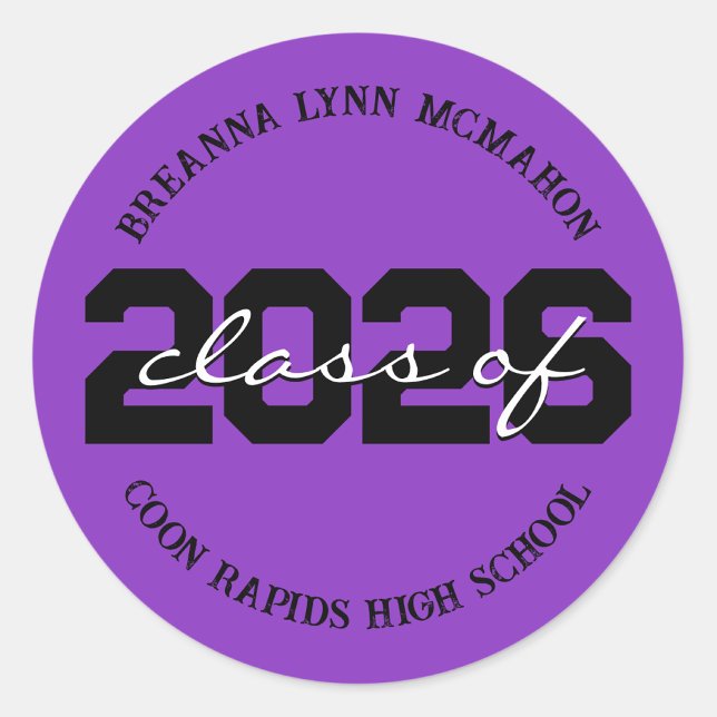 Pegatinas personalizadas de graduación moradas y n (Matching Envelopes, Return Address Labels & Envelope Seals)