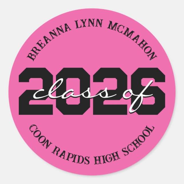 Pegatinas personalizadas de graduación rosa intens (Anverso)