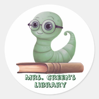 Pegatinas personalizadas de gusano de libro para e