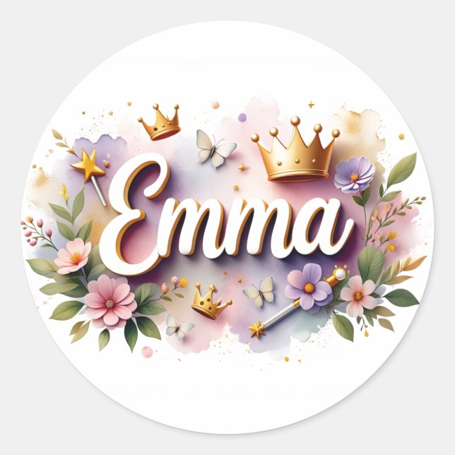 Pegatinas personalizadas de la princesa floral Emm (Anverso)