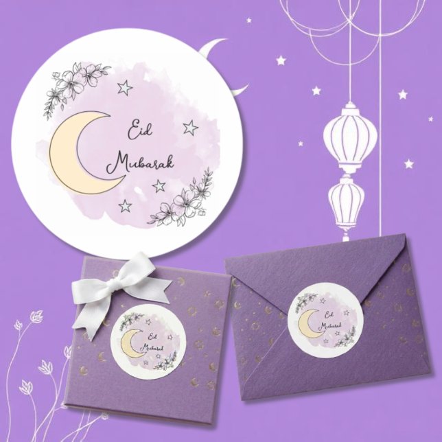 Pegatinas personalizadas de lavanda Eid Mubarak (Subido por el creador)