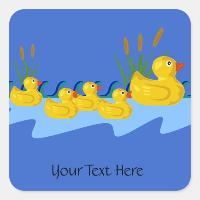 Pegatinas personalizadas de mamá pata y patitos (Anverso)