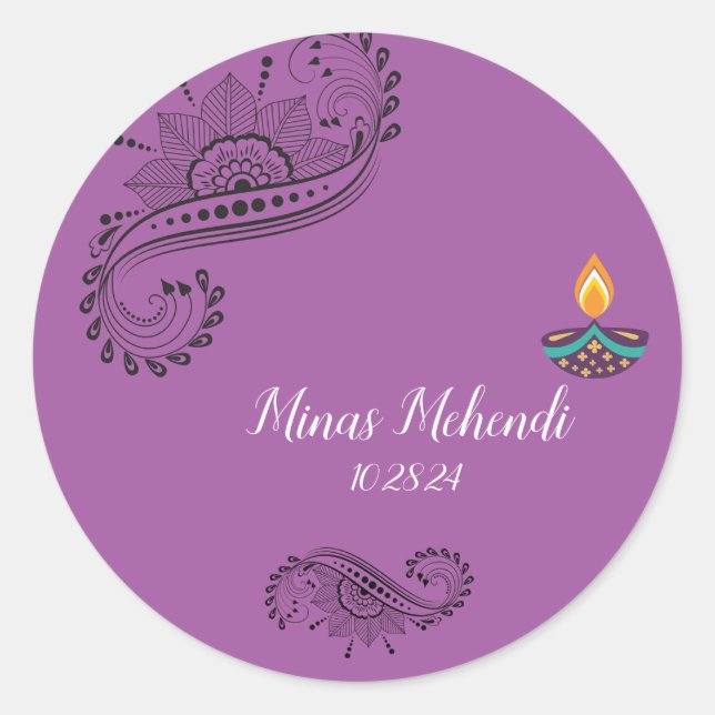 Pegatinas personalizadas de Mehendi (Anverso)
