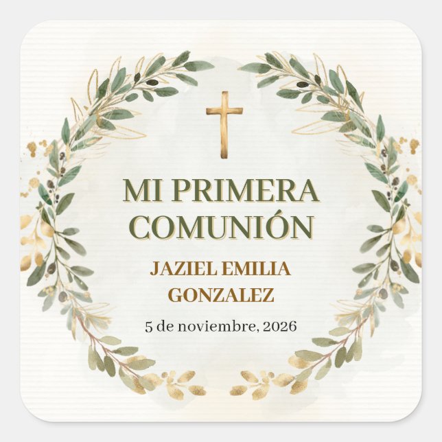Pegatinas Personalizadas de Mi Primera Comunión Et (Anverso)
