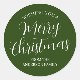 Pegatinas personalizadas de Navidad Feliz Verdes