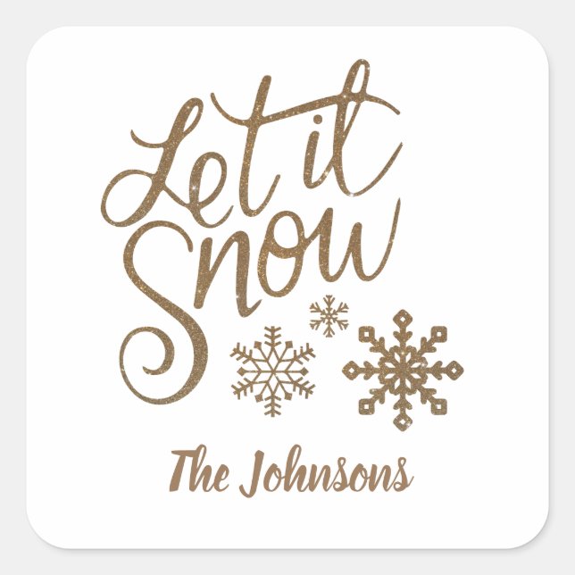 Pegatinas personalizadas de Navidad Let it Snow (Anverso)