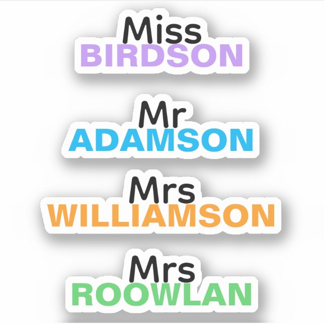 Pegatinas personalizadas de nombre de maestro con  (Anverso)