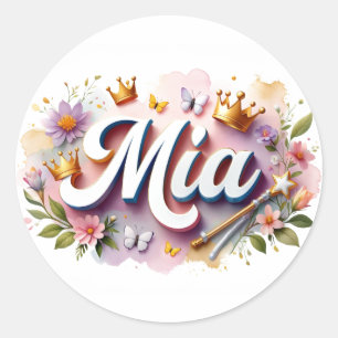 Pegatinas personalizadas de nombre floral de princ
