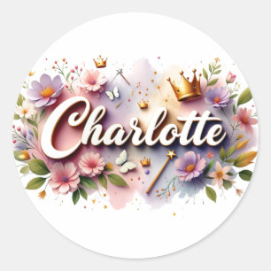 Pegatinas personalizadas de nombre floral de princ