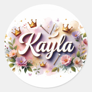 Pegatinas personalizadas de nombre floral de princ