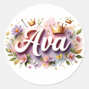Pegatinas personalizadas de nombre floral de princ
