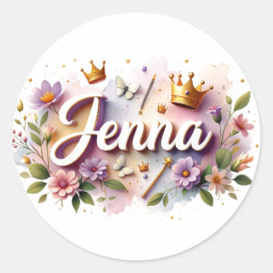 Pegatinas personalizadas de nombre floral de princ