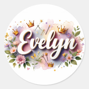 Pegatinas personalizadas de nombre floral de princ