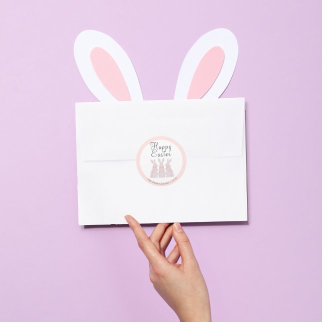Pegatinas personalizadas de Pascua de conejo de en (Personalized Lace Bunny Easter Stickers)