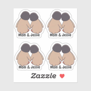 Pegatinas personalizadas de pingüino adorables par