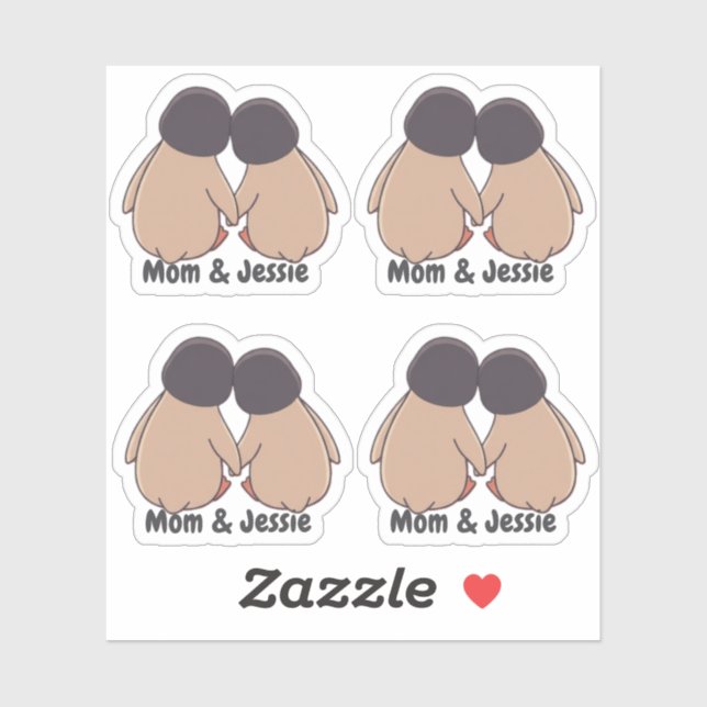 Pegatinas personalizadas de pingüino adorables par (Hoja)