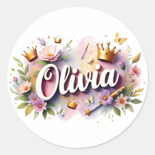 Pegatinas personalizadas de princesa floral con no