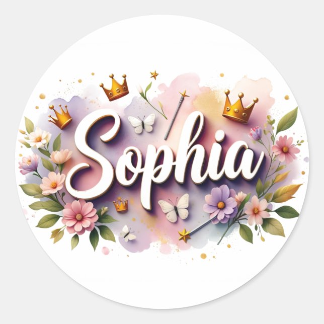 Pegatinas personalizadas de princesa floral con no (Anverso)