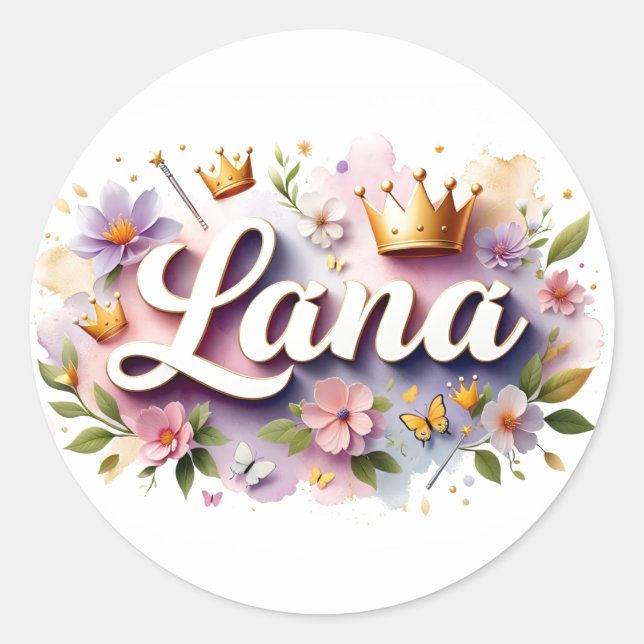 Pegatinas personalizadas de princesa floral con no (Anverso)