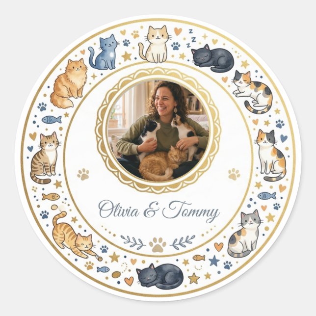 Pegatinas personalizadas de raza de gato con foto (Anverso)