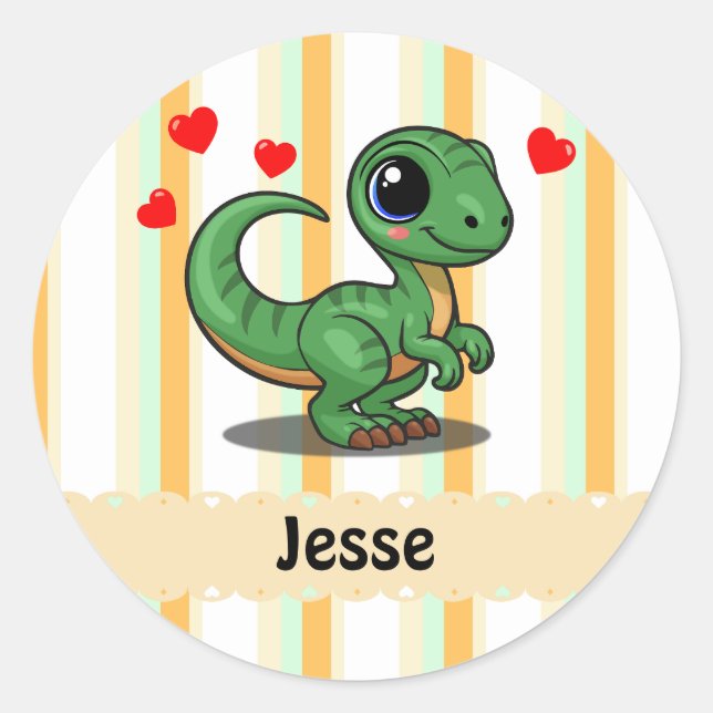 Pegatinas personalizadas de Velociraptor Dinosauri (Anverso)
