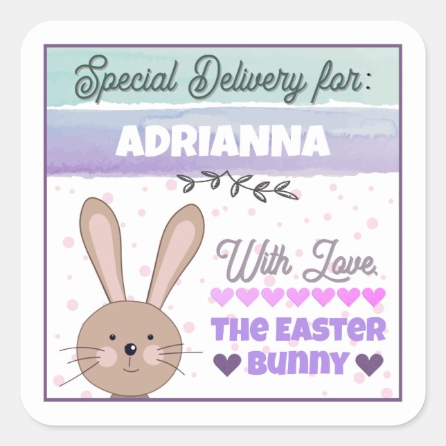 Pegatinas personalizadas del conejo de Pascua con  (Anverso)