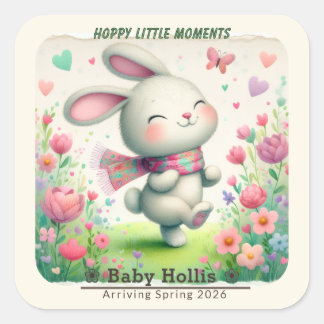 Pegatinas personalizadas para baby shower de conej