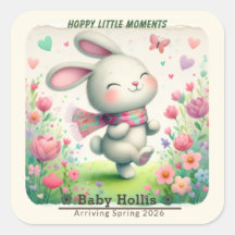 Pegatinas personalizadas para baby shower de conej
