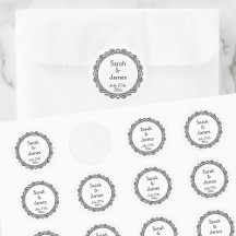Pegatinas personalizadas para boda con marco ornam