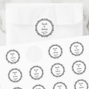 Pegatinas personalizadas para boda con marco ornam