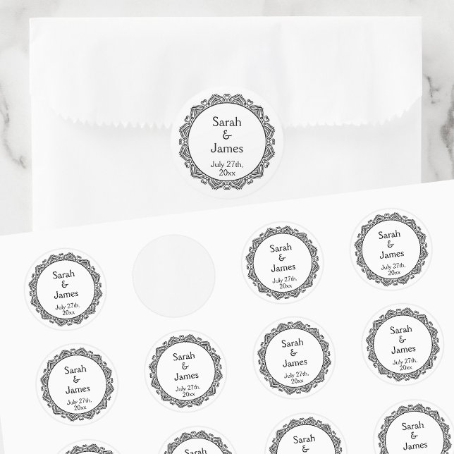 Pegatinas personalizadas para boda con marco ornam (Subido por el creador)